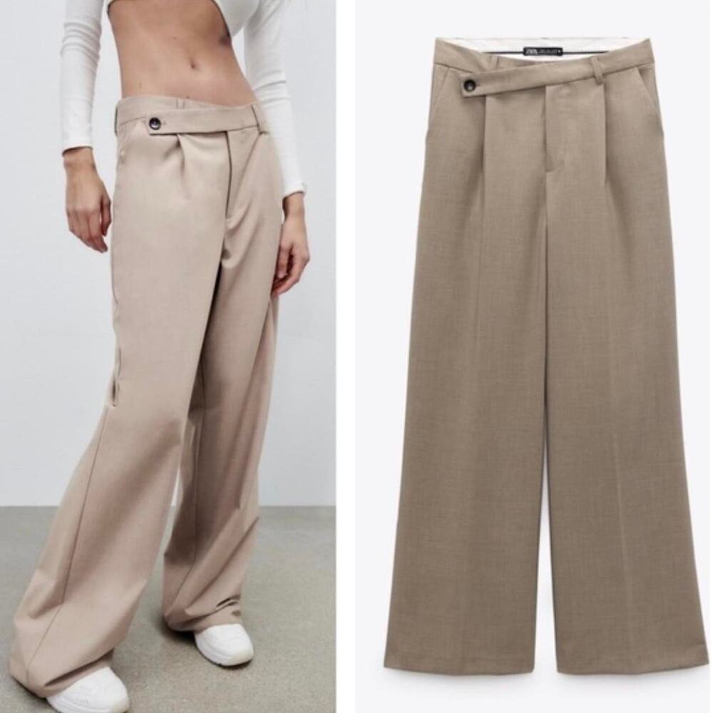 Zara tan wide leg trousers - Picture 1 of 4
